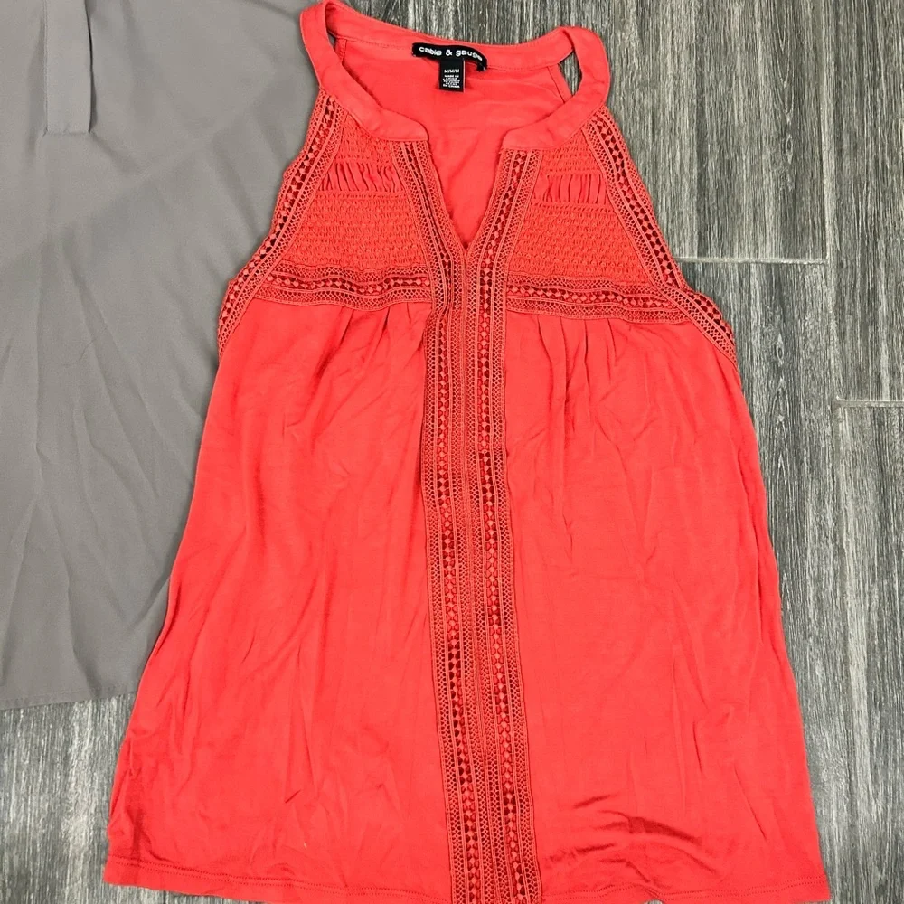 Women‘s clothing Sz M lot top shirt blouse Lucky Brand Calvin Klein floral boho - Picture 3 of 7